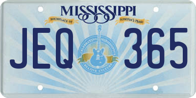 MS license plate JEQ365