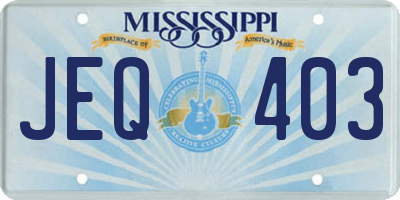 MS license plate JEQ403