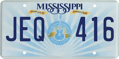 MS license plate JEQ416
