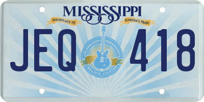 MS license plate JEQ418