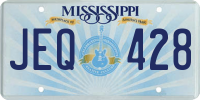 MS license plate JEQ428