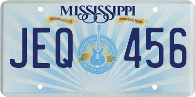 MS license plate JEQ456
