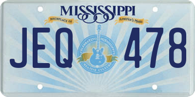 MS license plate JEQ478