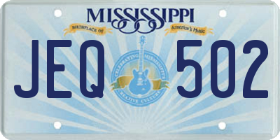 MS license plate JEQ502