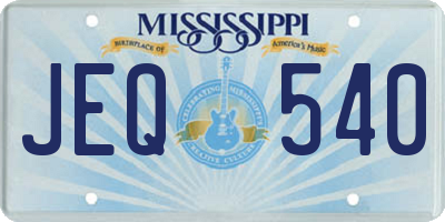 MS license plate JEQ540