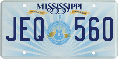 MS license plate JEQ560