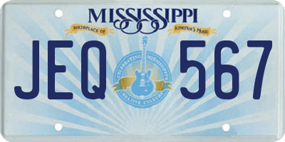 MS license plate JEQ567