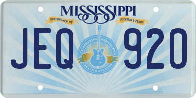 MS license plate JEQ920
