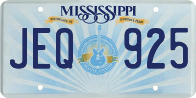 MS license plate JEQ925