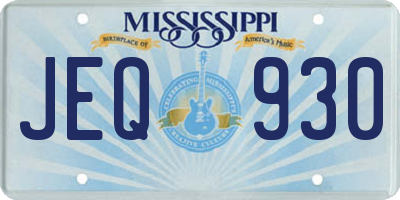 MS license plate JEQ930