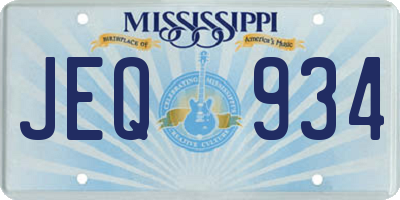 MS license plate JEQ934