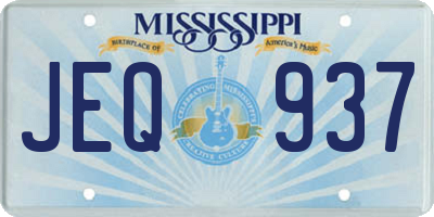 MS license plate JEQ937