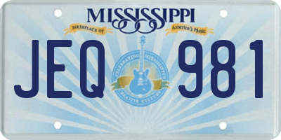 MS license plate JEQ981