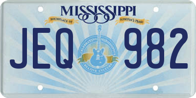 MS license plate JEQ982