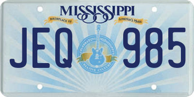 MS license plate JEQ985