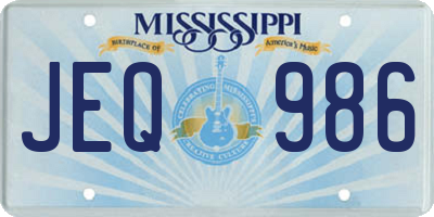 MS license plate JEQ986