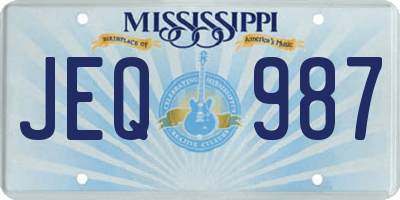 MS license plate JEQ987