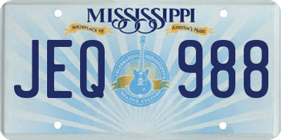 MS license plate JEQ988