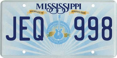 MS license plate JEQ998