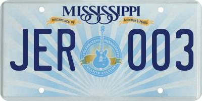 MS license plate JER003