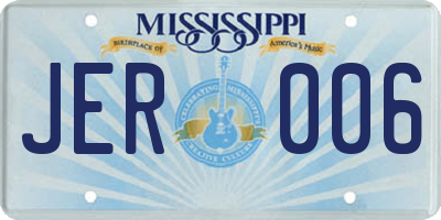 MS license plate JER006