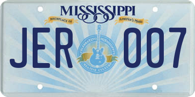 MS license plate JER007