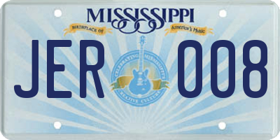 MS license plate JER008