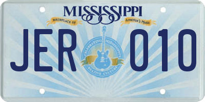 MS license plate JER010