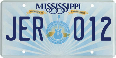 MS license plate JER012