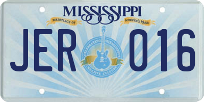 MS license plate JER016