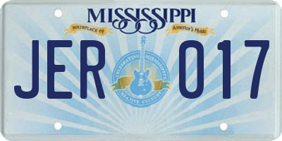 MS license plate JER017