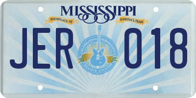 MS license plate JER018