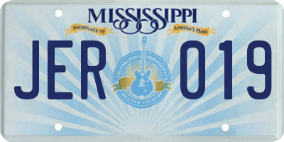 MS license plate JER019