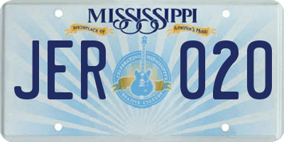 MS license plate JER020