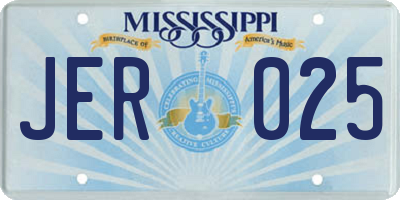 MS license plate JER025