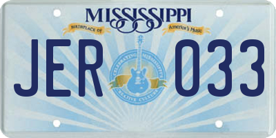 MS license plate JER033