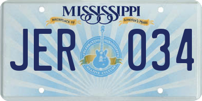 MS license plate JER034