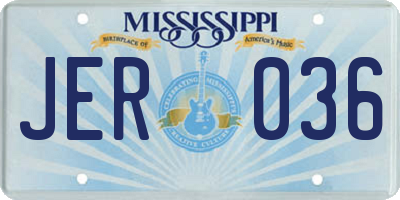 MS license plate JER036