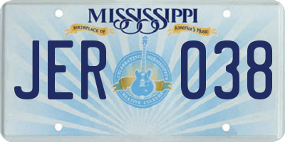 MS license plate JER038