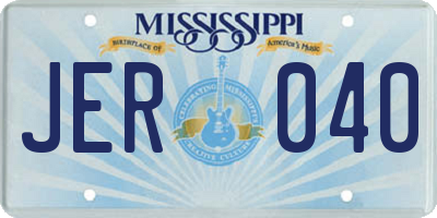 MS license plate JER040