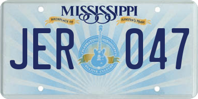 MS license plate JER047