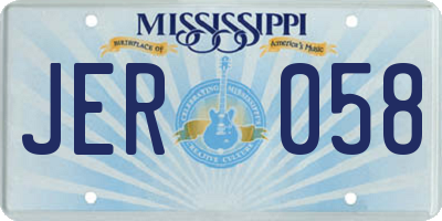MS license plate JER058