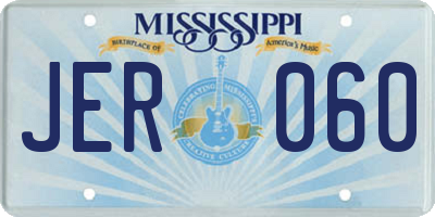 MS license plate JER060