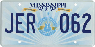 MS license plate JER062