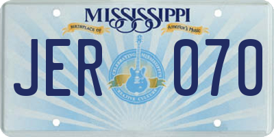 MS license plate JER070