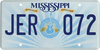 MS license plate JER072