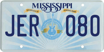 MS license plate JER080
