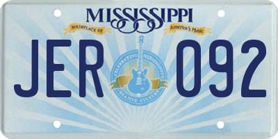 MS license plate JER092
