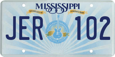 MS license plate JER102