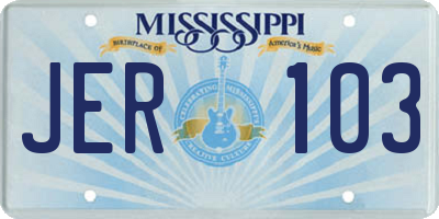 MS license plate JER103